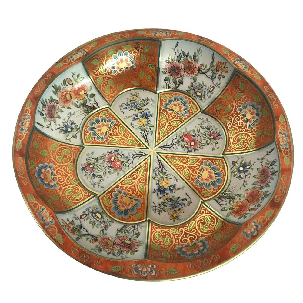 DAHER Made in England Colorful Tin Scalloped Bowl Floral 10" Serving Tray Excell
